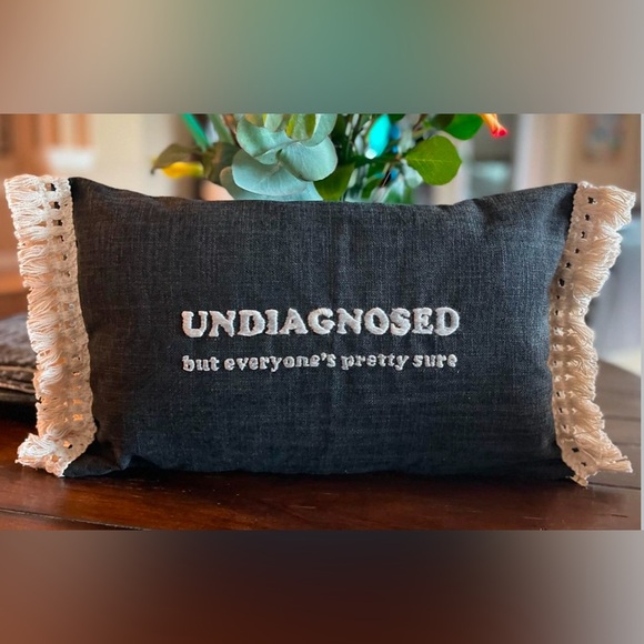 Snarky Undiagnosed funny accent pillow hand embroidered. Only 1. - Picture 1 of 1